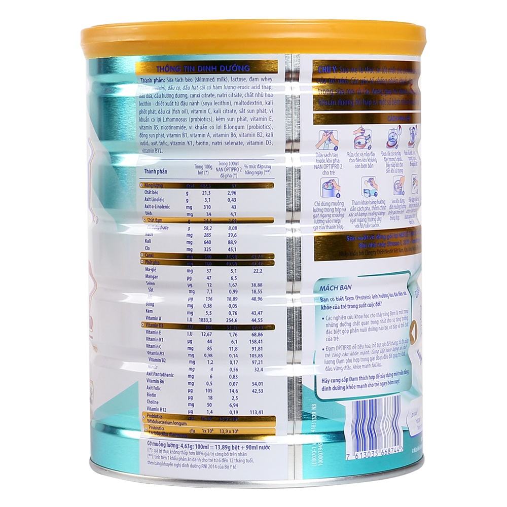 Thông tin dinh dưỡng của sữa sua-nan-optipro-so-2-800g-6-12-thang-3